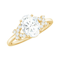 Oval Zircon Solitaire Split Shank Ring