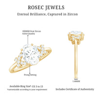 Oval Zircon Solitaire Split Shank Ring