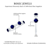 Genuine Blue Sapphire Half Eternity Ring with Diamond