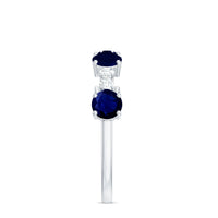 Genuine Blue Sapphire Half Eternity Ring with Diamond