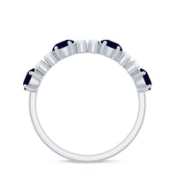 Genuine Blue Sapphire Half Eternity Ring with Diamond