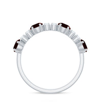 Genuine Garnet Half Eternity Ring with Diamond