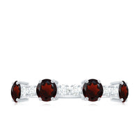 Genuine Garnet Half Eternity Ring with Diamond