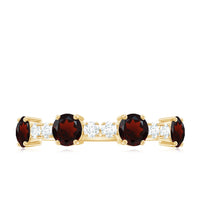 Genuine Garnet Half Eternity Ring with Diamond