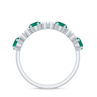 Certified Lab Grown Emerald Diamond Half Eternity Ring in Prong Set