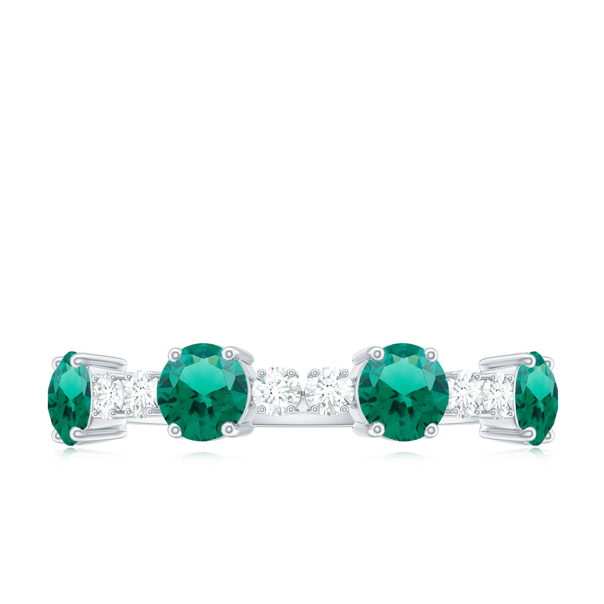 Certified Lab Grown Emerald Diamond Half Eternity Ring in Prong Set