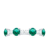 Certified Lab Grown Emerald Diamond Half Eternity Ring in Prong Set
