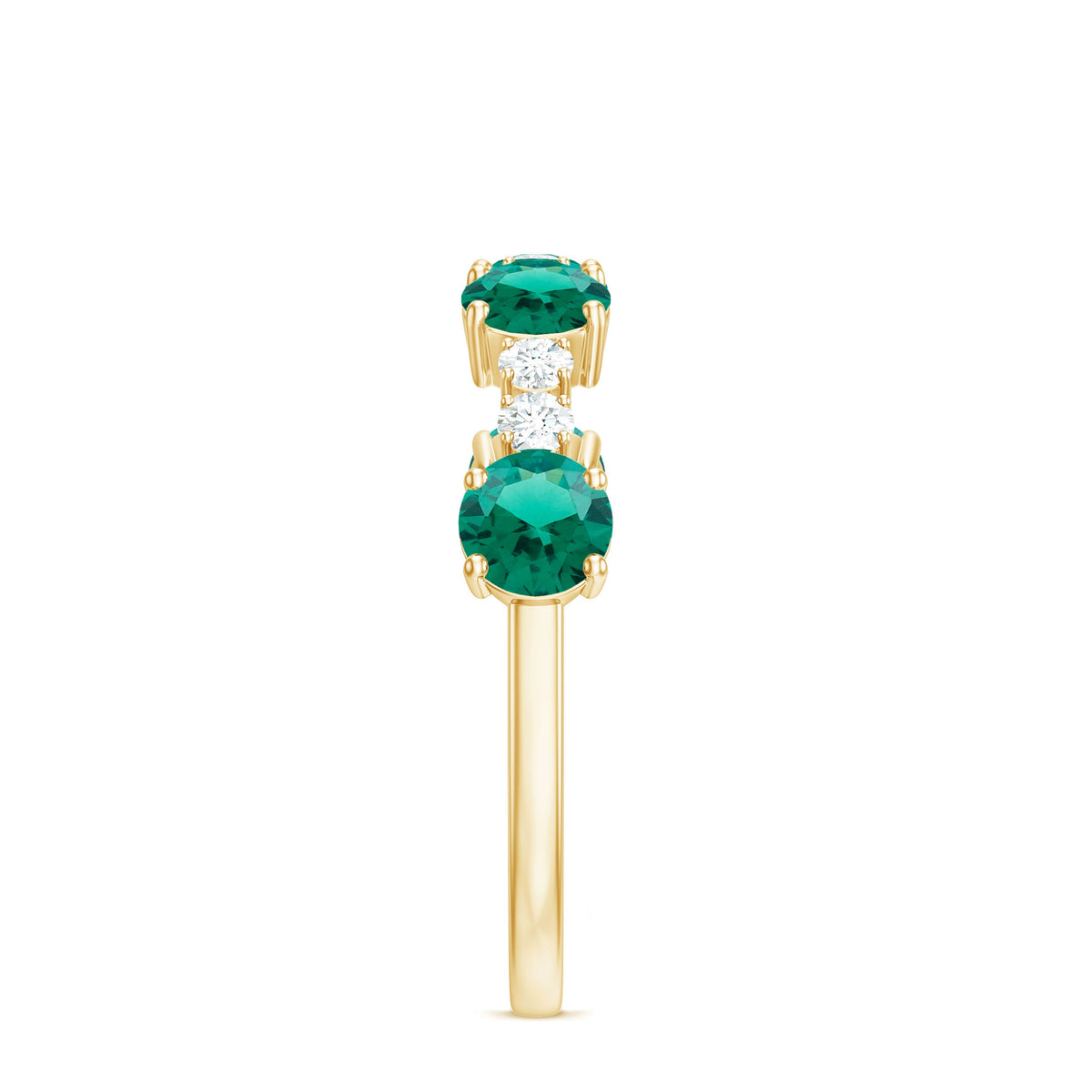Certified Lab Grown Emerald Diamond Half Eternity Ring in Prong Set