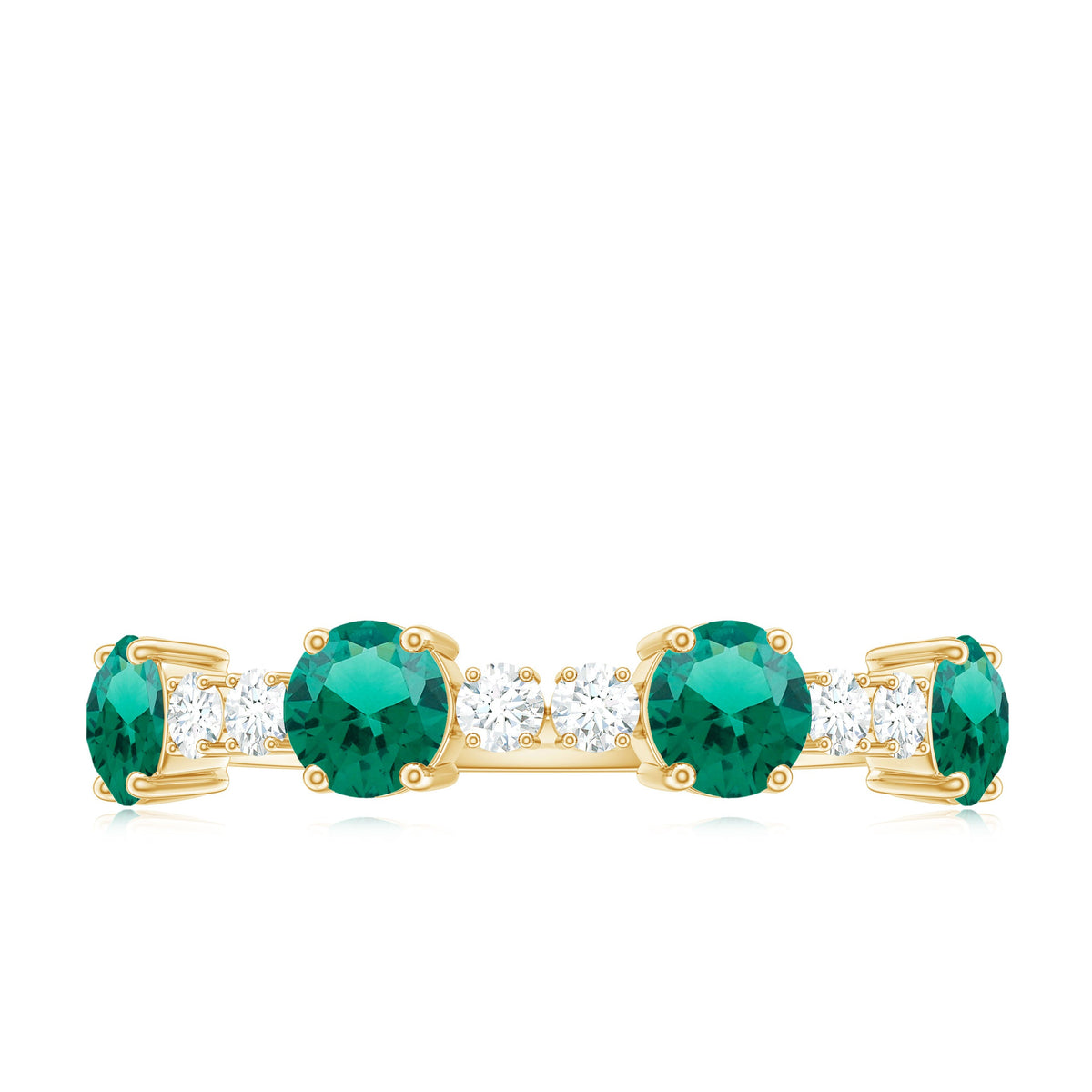 Certified Lab Grown Emerald Diamond Half Eternity Ring in Prong Set