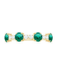 Certified Lab Grown Emerald Diamond Half Eternity Ring in Prong Set