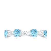 Genuine Aquamarine and Diamond Half Eternity Ring in Prong Setting