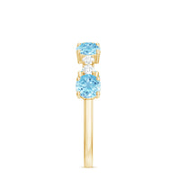 Genuine Aquamarine and Diamond Half Eternity Ring in Prong Setting