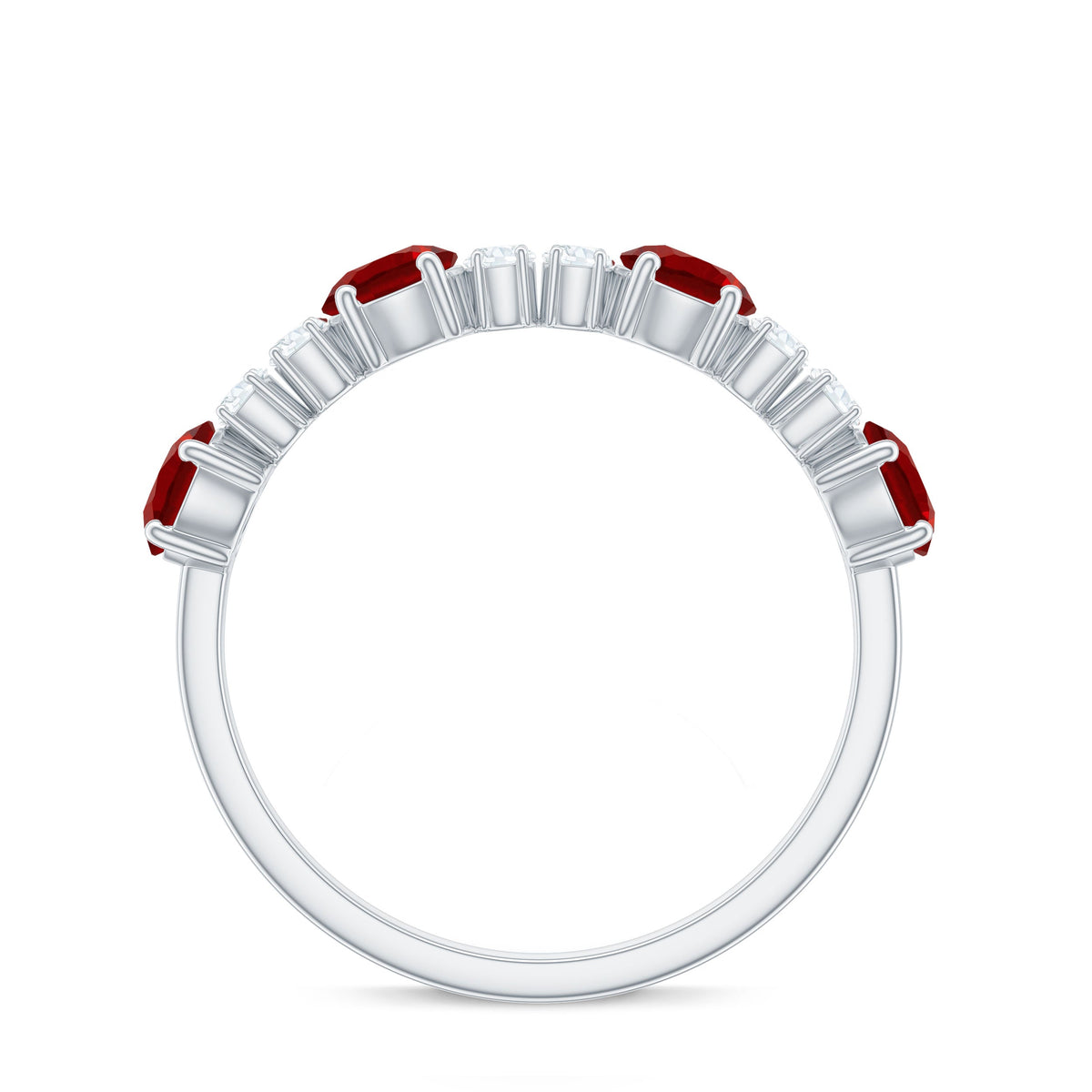 Certified Lab Grown Ruby Half Eternity Ring with Diamond