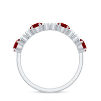 Certified Lab Grown Ruby Half Eternity Ring with Diamond