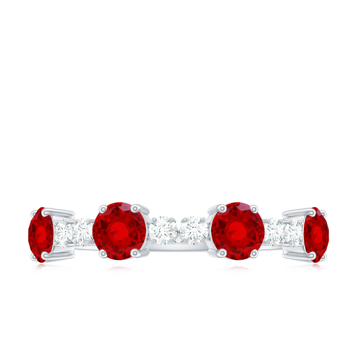 Certified Lab Grown Ruby Half Eternity Ring with Diamond