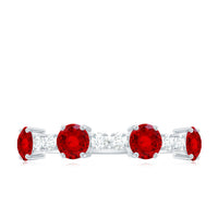 Certified Lab Grown Ruby Half Eternity Ring with Diamond