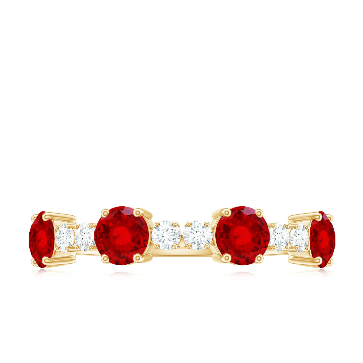 Certified Lab Grown Ruby Half Eternity Ring with Diamond