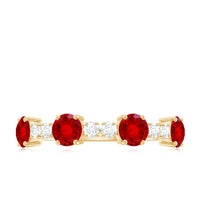 Certified Lab Grown Ruby Half Eternity Ring with Diamond