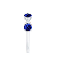 Certified Lab Grown Blue Sapphire Half Eternity Anniversary Ring with Diamond