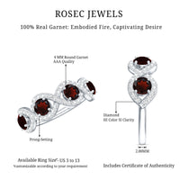 Natural Garnet Diamond Infinity Eternity Ring with Braided Shank