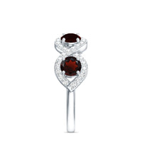 Natural Garnet Diamond Infinity Eternity Ring with Braided Shank