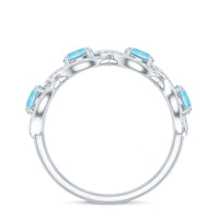 Braided Half Eternity Ring with Genuine Aquamarine and Diamond