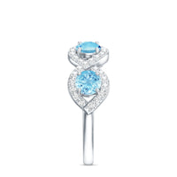 Braided Half Eternity Ring with Genuine Aquamarine and Diamond