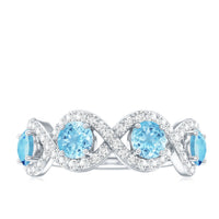 Braided Half Eternity Ring with Genuine Aquamarine and Diamond