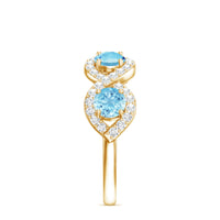 Braided Half Eternity Ring with Genuine Aquamarine and Diamond