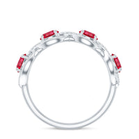 Certified Lab Created Ruby Half Eternity Infinity Ring with Diamond