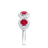 Certified Lab Created Ruby Half Eternity Infinity Ring with Diamond