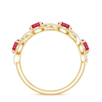 Certified Lab Created Ruby Half Eternity Infinity Ring with Diamond