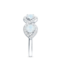 Genuine Moonstone Half Eternity Ring with Diamond
