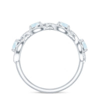 Genuine Moonstone Half Eternity Ring with Diamond