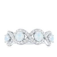 Genuine Moonstone Half Eternity Ring with Diamond