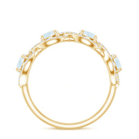 Genuine Moonstone Half Eternity Ring with Diamond