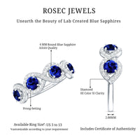 2 CT Lab-Created Blue Sapphire and Diamond Braided Half Eternity Band Ring