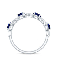 2 CT Lab-Created Blue Sapphire and Diamond Braided Half Eternity Band Ring