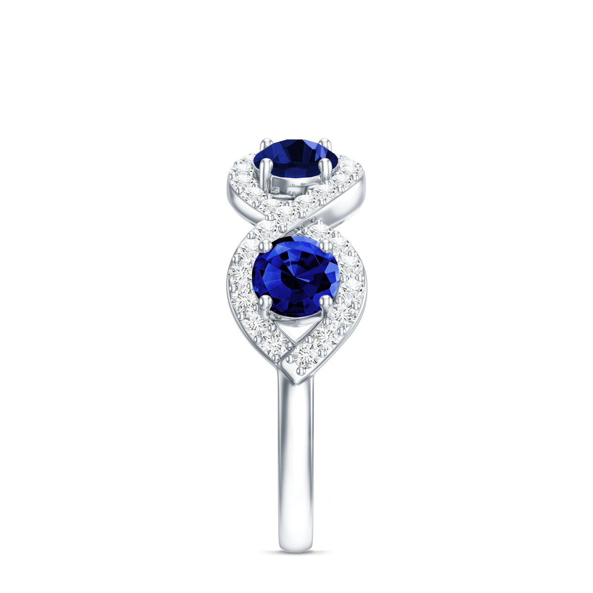 2 CT Lab-Created Blue Sapphire and Diamond Braided Half Eternity Band Ring