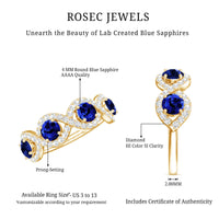 2 CT Lab-Created Blue Sapphire and Diamond Braided Half Eternity Band Ring