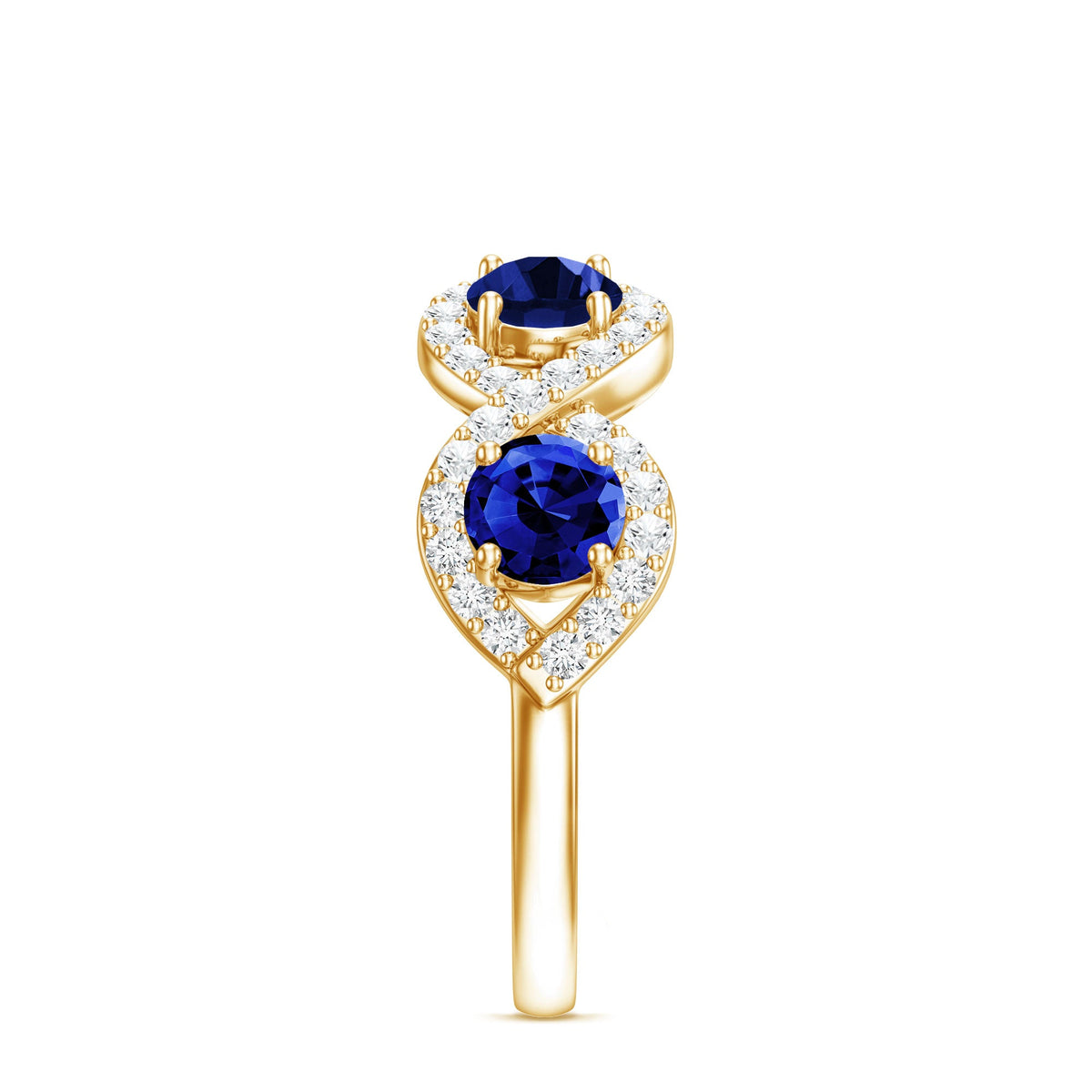2 CT Lab-Created Blue Sapphire and Diamond Braided Half Eternity Band Ring