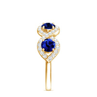 2 CT Lab-Created Blue Sapphire and Diamond Braided Half Eternity Band Ring