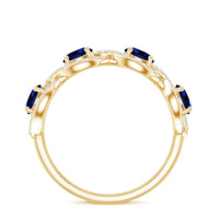 2 CT Lab-Created Blue Sapphire and Diamond Braided Half Eternity Band Ring