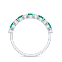 Certified Lab Grown Emerald Half Eternity Ring with Moissanite