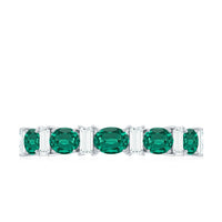 Certified Lab Grown Emerald Half Eternity Ring with Moissanite