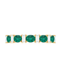 Certified Lab Grown Emerald Half Eternity Ring with Moissanite