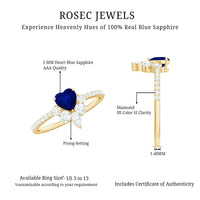 Natural 0.6 Blue Sapphire Heart Promise Ring with Diamond