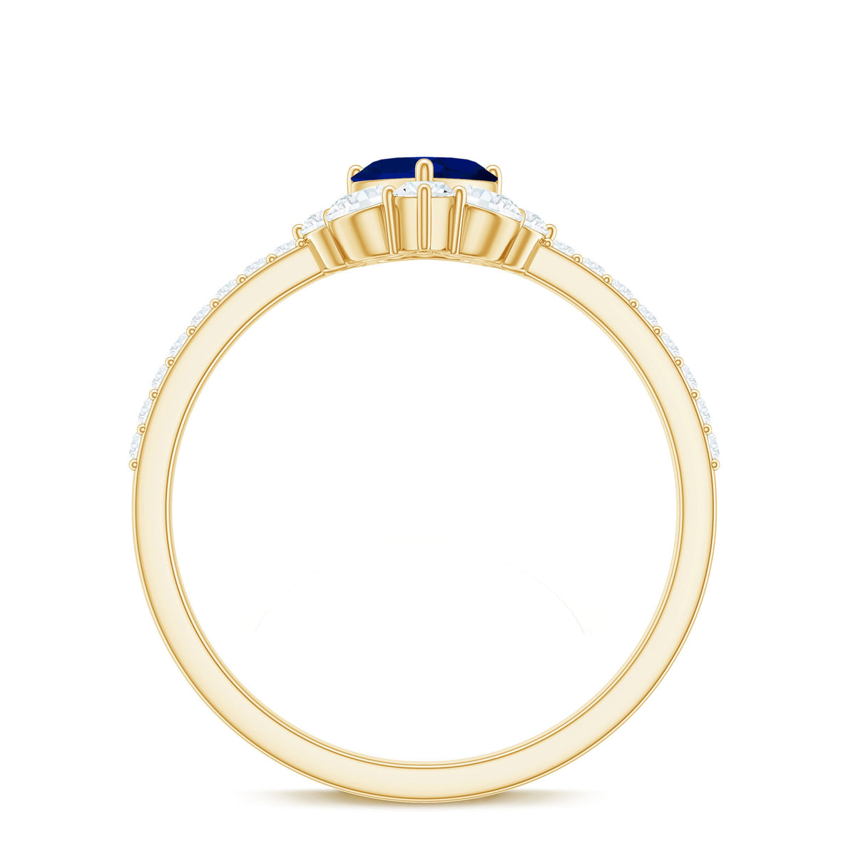 Natural 0.6 Blue Sapphire Heart Promise Ring with Diamond