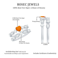 Vintage Inspired Fire Opal and Diamond Wedding Ring Set