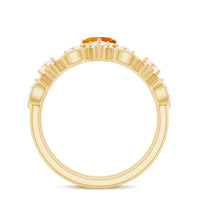Vintage Inspired Fire Opal and Diamond Wedding Ring Set